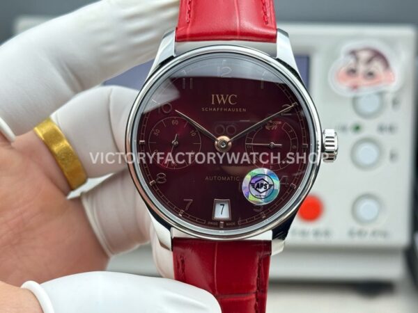 APS Factory IWC Portuguese IW501709 42.3mm Red Leather Strap Red Dial (8) APS Factory IWC Portuguese IW501709 42.3mm red dial replica watch