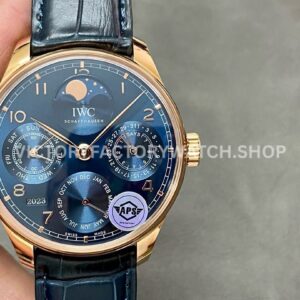 APS Factory IWC Portuguese Perpetual Calendar IW503312 44mm Rose Gold Leather Strap Arabic Numerals (6) APS Factory IWC Portuguese Perpetual Calendar IW503312 44mm blue dial replica watch