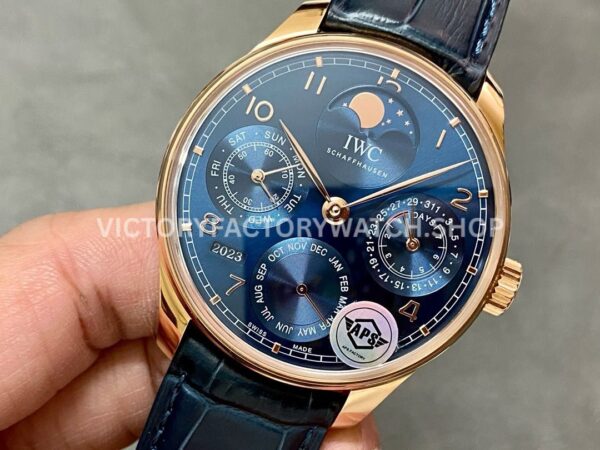 APS Factory IWC Portuguese Perpetual Calendar IW503312 44mm Rose Gold Leather Strap Arabic Numerals (7) APS Factory IWC Portuguese Perpetual Calendar IW503312 44mm Rose Gold Leather Strap Arabic Numerals Blue Dial