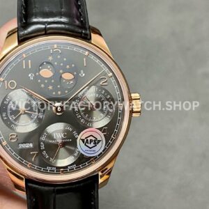 APS Factory IWC Portuguese Perpetual Calendar IW503404 44mm Rose Gold Leather Strap Arabic Numerals (7) APS Factory IWC Portuguese Perpetual Calendar IW503404 44mm grey dial replica watch