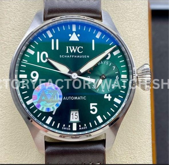 AZ Factory IWC Big Pilot IW501015 Steel Leather Strap Arabic Numerals Green Dial (9) AZ Factory IWC Big Pilot IW501015 green dial leather strap replica watch
