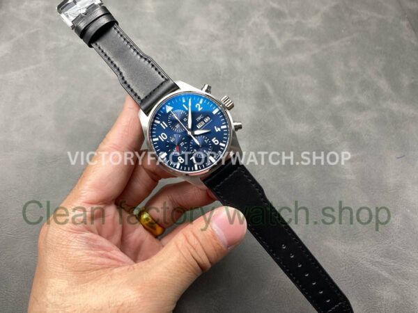 AZ Factory IWC Pilot Chronograph IW37714 41mm Leather Strap Arabic Numerals Blue Dial (2) AZ Factory IWC Pilot Chronograph IW37714 41mm Leather Strap Arabic Numerals Blue Dial