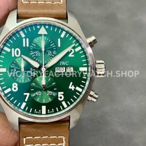 AZ Factory IWC Pilot Chronograph IW388103 41mm Leather Strap Arabic Numerals Green Dial (1) AZ Factory IWC Pilot Chronograph IW388103 41mm green dial leather strap replica watch