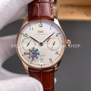 AZ Factory IWC Portuguese Automatic IW500701 42mm Rose Gold Leather Strap Arabic Numerals Silver Dial (7) AZ Factory IWC Portuguese Automatic IW500701 42mm silver dial replica watch
