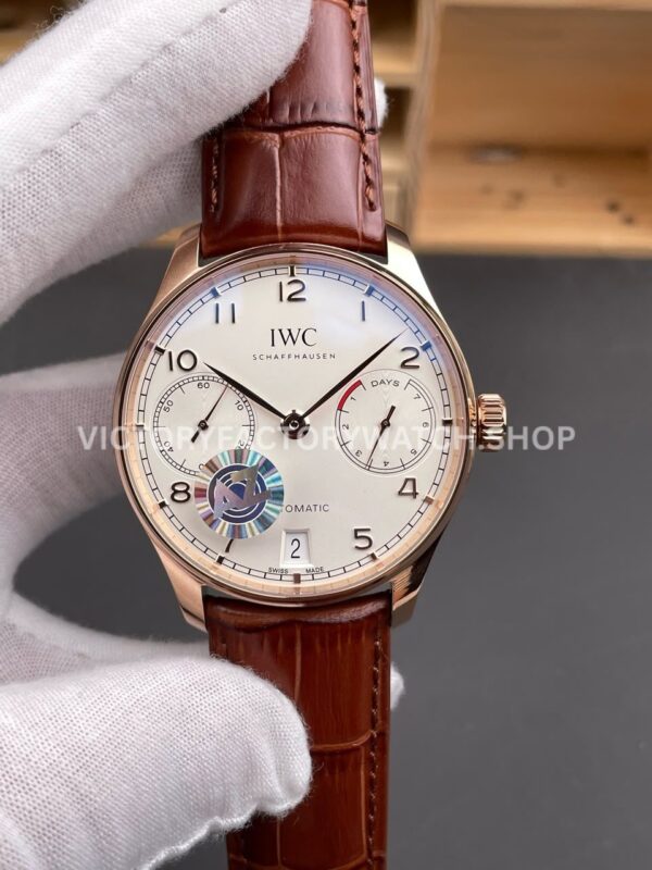 AZ Factory IWC Portuguese Automatic IW500701 42mm Rose Gold Leather Strap Arabic Numerals Silver Dial (7) AZ Factory IWC Portuguese Automatic IW500701 42mm silver dial replica watch
