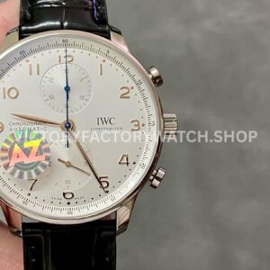 AZ Factory IWC Portuguese Chronograph IW371401 41mm Steel Leather Strap Arabic Numerals White Dial (6) AZ Factory IWC Portuguese Chronograph IW371401 41mm white dial replica watch