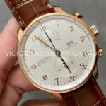 AZ Factory IWC Portuguese Chronograph IW371402 41mm Rose Gold Brown Leather Strap Arabic Numerals White Dial (5) AZ Factory IWC Portuguese Chronograph IW371402 41mm Rose Gold Brown Leather Strap Arabic Numerals White Dial