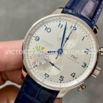 AZ Factory IWC Portuguese Chronograph IW371605 41mm Steel Blue Leather Strap Blue Arabic Numerals White Dial (1) AZ Factory IWC Portuguese Chronograph IW371605 41mm Steel Blue Leather Strap Blue Arabic Numerals White Dial