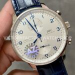 AZ Factory IWC Portuguese Chronograph IW371605 41mm Steel Blue Leather Strap Blue Arabic Numerals White Dial (4) AZ Factory IWC Portuguese Chronograph IW371605 41mm Steel Blue Leather Strap Blue Arabic Numerals White Dial