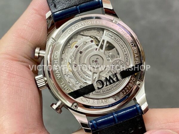 AZ Factory IWC Portuguese Chronograph IW371605 41mm Steel Blue Leather Strap Blue Arabic Numerals White Dial (8) AZ Factory IWC Portuguese Chronograph IW371605 41mm Steel Blue Leather Strap Blue Arabic Numerals White Dial