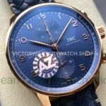 AZ Factory IWC Portuguese Chronograph IW371614 41mm Rose Gold Blue Leather Strap Arabic Numerals Blue Dial (3) AZ Factory IWC Portuguese Chronograph IW371614 41mm Rose Gold Blue Leather Strap Arabic Numerals Blue Dial