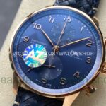 AZ Factory IWC Portuguese Chronograph IW371614 41mm Rose Gold Blue Leather Strap Arabic Numerals Blue Dial (4) AZ Factory IWC Portuguese Chronograph IW371614 41mm Rose Gold Blue Leather Strap Arabic Numerals Blue Dial