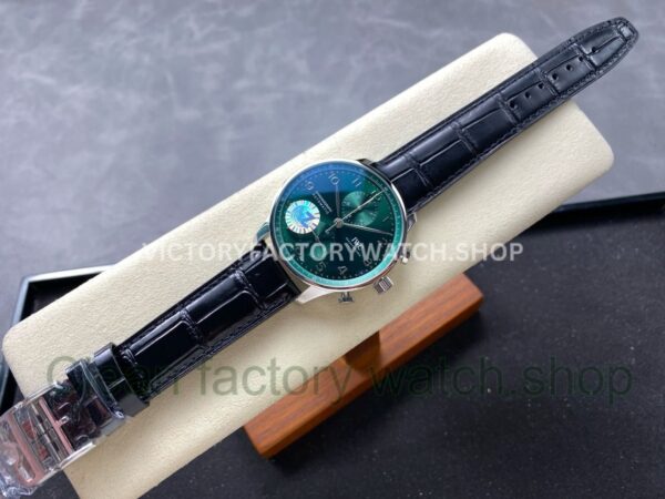 AZ Factory IWC Portuguese Chronograph IW371615 41mm Leather Strap Arabic Numerals Green Dial (5) AZ Factory IWC Portuguese Chronograph IW371615 41mm Leather Strap Arabic Numerals Green Dial
