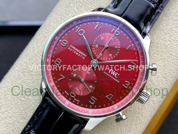 AZ Factory IWC Portuguese Chronograph IW371616 41mm Leather Strap Arabic Numerals Red Dial (2) AZ Factory IWC Portuguese Chronograph IW371616 41mm Leather Strap Arabic Numerals Red Dial