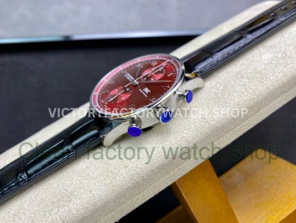 AZ Factory IWC Portuguese Chronograph IW371616 41mm Leather Strap Arabic Numerals Red Dial (7) AZ Factory IWC Portuguese Chronograph IW371616 41mm Leather Strap Arabic Numerals Red Dial