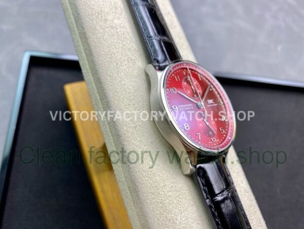 AZ Factory IWC Portuguese Chronograph IW371616 41mm Leather Strap Arabic Numerals Red Dial (9) AZ Factory IWC Portuguese Chronograph IW371616 41mm Leather Strap Arabic Numerals Red Dial