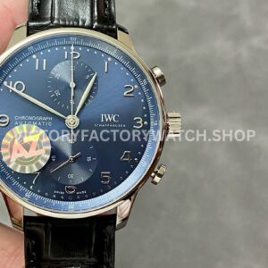 AZ Factory IWC Portuguese Chronograph IW371617 41mm Steel Leather Strap Blue Arabic Numerals Dial (3) AZ Factory IWC Portuguese Chronograph IW371617 41mm blue dial replica watch