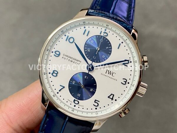 AZ Factory IWC Portuguese Chronograph IW371620 41mm Steel Leather Strap Blue Eye White Dial (2) AZ Factory IWC Portuguese Chronograph IW371620 41mm Steel Leather Strap Blue Eye White Dial
