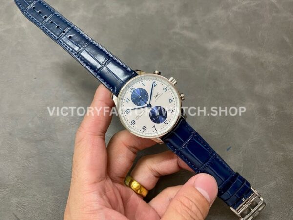 AZ Factory IWC Portuguese Chronograph IW371620 41mm Steel Leather Strap Blue Eye White Dial (7) AZ Factory IWC Portuguese Chronograph IW371620 41mm Steel Leather Strap Blue Eye White Dial