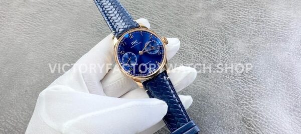 AZ Factory IWC Portuguese IW500713 42.3mm Rose Gold Leather Strap Rose Gold Arabic Number Blue Dial (7) AZ Factory IWC Portuguese IW500713 42.3mm Rose Gold Leather Strap Rose Gold Arabic Number Blue Dial