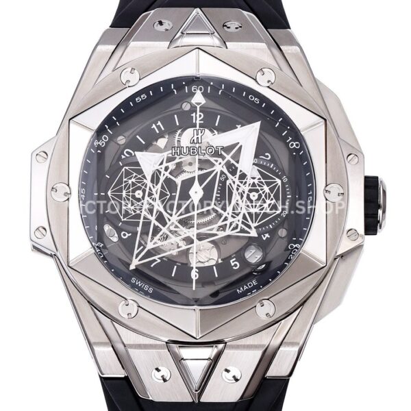 BBF Factory Hublot Big Bang Sang Bleu II 418.NX.1107.RX.MXM19 45mm Titanium Bl ( BBF Factory Hublot Big Bang Sang Bleu II 418.NX.1107.RX.MXM19 45mm Titanium Black Rubber Strap Black Skeletonized Dial