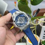 BBF Factory Hublot Big Bang Sang Bleu II 418.NX.5107.RX.MXM20 45mm Titanium Blue ( (3) BBF Factory Hublot Big Bang Sang Bleu II 418.NX.5107.RX.MXM20 45mm Titanium Blue Rubber Strap Blue Skeletonized Dial