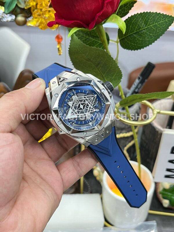 BBF Factory Hublot Big Bang Sang Bleu II 418.NX.5107.RX.MXM20 45mm Titanium Blue ( (3) BBF Factory Hublot Big Bang Sang Bleu II 418.NX.5107.RX.MXM20 45mm Titanium Blue Rubber Strap Blue Skeletonized Dial