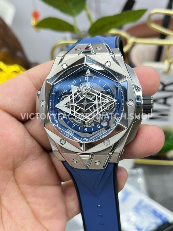 BBF Factory Hublot Big Bang Sang Bleu II 418.NX.5107.RX.MXM20 45mm Titanium Blue ( (4) BBF Factory Hublot Big Bang Sang Bleu II 418.NX.5107.RX.MXM20 45mm Titanium Blue Rubber Strap Blue Skeletonized Dial