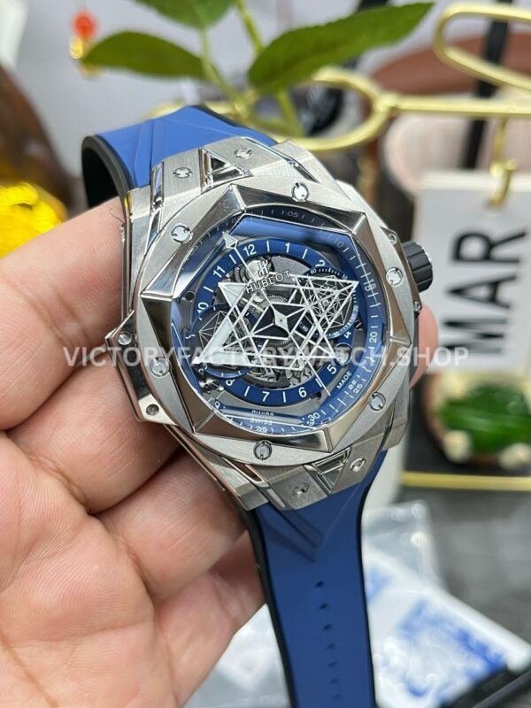 BBF Factory Hublot Big Bang Sang Bleu II 418.NX.5107.RX.MXM20 45mm Titanium Blue ( (6) BBF Factory Hublot Big Bang Sang Bleu II 418.NX.5107.RX.MXM20 45mm Titanium Blue Rubber Strap Blue Skeletonized Dial