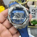 BBF Factory Hublot Big Bang Sang Bleu II 418.NX.5107.RX.MXM20 45mm Titanium Blue ( (7) BBF Factory Hublot Big Bang Sang Bleu II 418.NX.5107.RX.MXM20 45mm Titanium Blue Rubber Strap Blue Skeletonized Dial