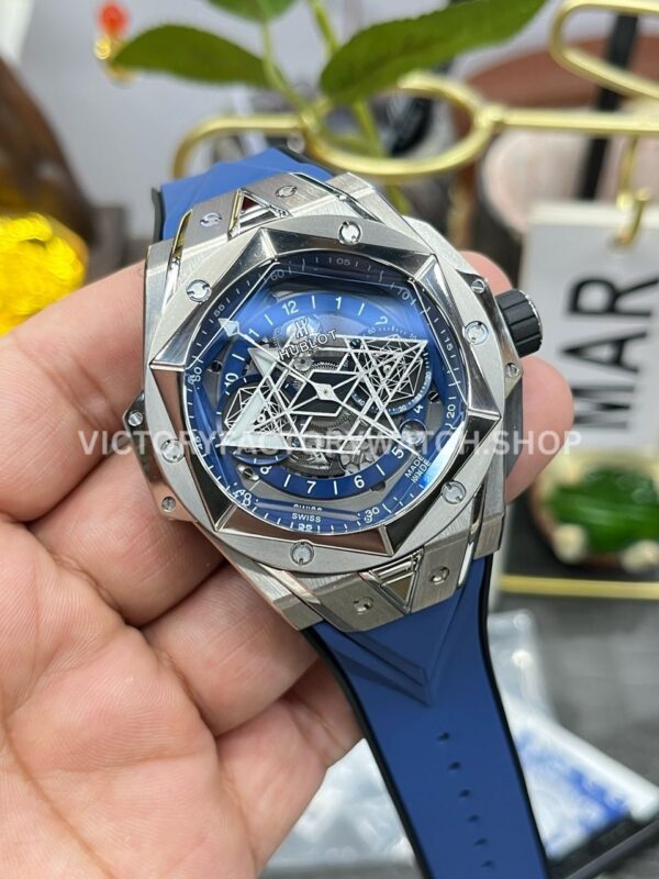 BBF Factory Hublot Big Bang Sang Bleu II 418.NX.5107.RX.MXM20 45mm Titanium Blue ( (7) BBF Factory Hublot Big Bang Sang Bleu II 418.NX.5107.RX.MXM20 45mm Titanium Blue Rubber Strap Blue Skeletonized Dial