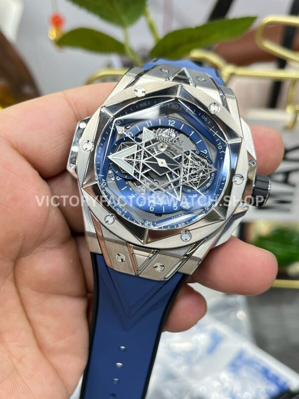 BBF Factory Hublot Big Bang Sang Bleu II 418.NX.5107.RX.MXM20 45mm Titanium Blue ( (9) BBF Factory Hublot Big Bang Sang Bleu II 418.NX.5107.RX.MXM20 45mm Titanium Blue Rubber Strap Blue Skeletonized Dial