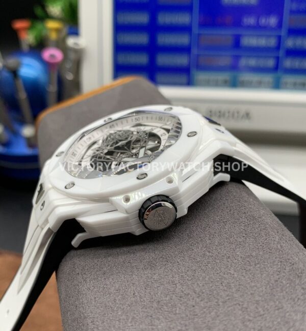 BBF Factory Hublot Big Bang Sang Bleu II 45mm 418.HX.2001.RX.MXM2 White Ce (4) BBF Factory Hublot Big Bang Sang Bleu II 418.HX.2001.RX.MXM2 45mm White Ceramics White Rubber Strap