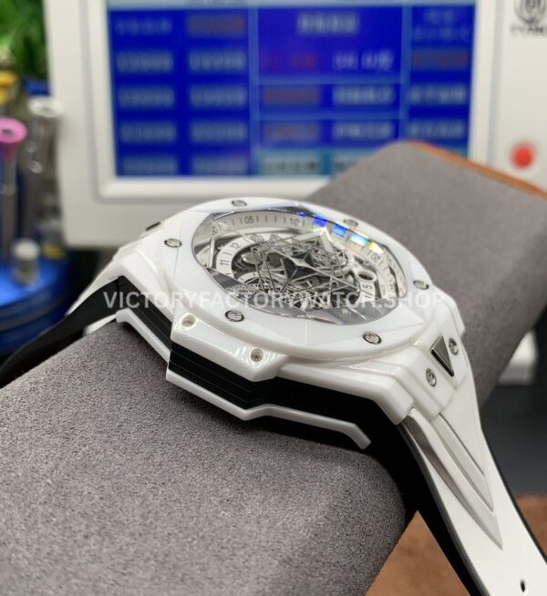 BBF Factory Hublot Big Bang Sang Bleu II 45mm 418.HX.2001.RX.MXM2 White Cera (1) BBF Factory Hublot Big Bang Sang Bleu II 418.HX.2001.RX.MXM2 45mm White Ceramics White Rubber Strap