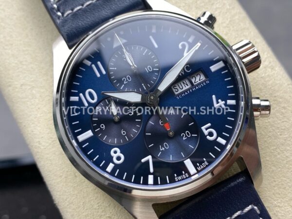 BLS Factory IWC Pilot Chronograph IW388102 41mm Leather Strap Blue Dial (1) BLS Factory IWC Pilot Chronograph IW388102 41mm Blue Leather Strap Blue Dial