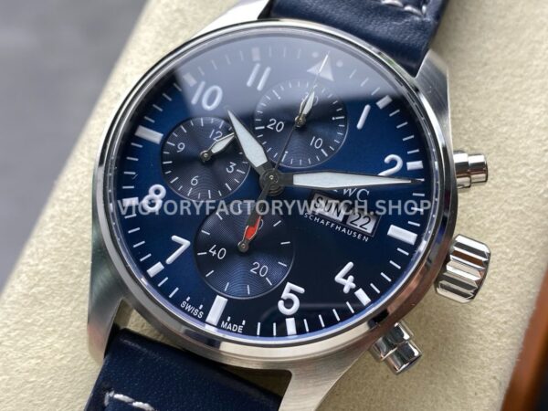BLS Factory IWC Pilot Chronograph IW388102 41mm Leather Strap Blue Dial (2) BLS Factory IWC Pilot Chronograph IW388102 41mm Blue Leather Strap Blue Dial