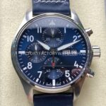 BLS Factory IWC Pilot Chronograph IW388102 41mm Leather Strap Blue Dial (3) BLS Factory IWC Pilot Chronograph IW388102 41mm blue dial replica watch