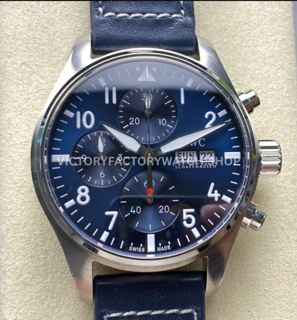 BLS Factory IWC Pilot Chronograph IW388102 41mm Leather Strap Blue Dial (3) BLS Factory IWC Pilot Chronograph IW388102 41mm blue dial replica watch