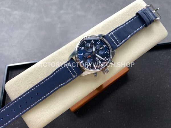 BLS Factory IWC Pilot Chronograph IW388102 41mm Leather Strap Blue Dial (6) BLS Factory IWC Pilot Chronograph IW388102 41mm Blue Leather Strap Blue Dial