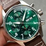 BLS Factory IWC Pilot Chronograph IW388103 41mm Steel Leather Strap Arabic Numerals Green Dial (7) BLS Factory IWC Pilot Chronograph IW388103 41mm Steel Leather Strap Arabic Numerals Green Dial