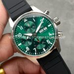 BLS Factory IWC Pilot Chronograph IW388103 41mm Steel Rubber Strap Arabic Numerals Green Dial (10) BLS Factory IWC Pilot Chronograph IW388103 41mm Steel Rubber Strap Arabic Numerals Green Dial