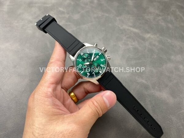 BLS Factory IWC Pilot Chronograph IW388103 41mm Steel Rubber Strap Arabic Numerals Green Dial (11) BLS Factory IWC Pilot Chronograph IW388103 41mm Steel Rubber Strap Arabic Numerals Green Dial