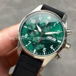 BLS Factory IWC Pilot Chronograph IW388103 41mm Steel Rubber Strap Arabic Numerals Green Dial (7) BLS Factory IWC Pilot Chronograph IW388103 41mm Steel Rubber Strap Arabic Numerals Green Dial