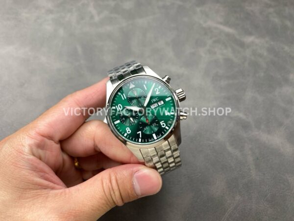 BLS Factory IWC Pilot Chronograph IW388104 41mm Full Steel Strap Arabic Numerals Green Dial (1) BLS Factory IWC Pilot Chronograph IW388104 41mm Full Steel Strap Arabic Numerals Green Dial