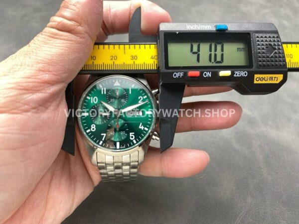 BLS Factory IWC Pilot Chronograph IW388104 41mm Full Steel Strap Arabic Numerals Green Dial (2) BLS Factory IWC Pilot Chronograph IW388104 41mm Full Steel Strap Arabic Numerals Green Dial