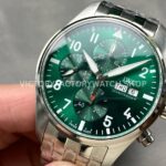 BLS Factory IWC Pilot Chronograph IW388104 41mm Full Steel Strap Arabic Numerals Green Dial (4) BLS Factory IWC Pilot Chronograph IW388104 41mm Full Steel Strap Arabic Numerals Green Dial