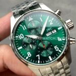 BLS Factory IWC Pilot Chronograph IW388104 41mm Full Steel Strap Arabic Numerals Green Dial (5) BLS Factory IWC Pilot Chronograph IW388104 41mm Full Steel Strap Arabic Numerals Green Dial