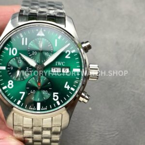 BLS Factory IWC Pilot Chronograph IW388104 41mm Full Steel Strap Arabic Numerals Green Dial (9) BLS Factory IWC Pilot Chronograph IW388103 41mm green dial rubber strap replica watch