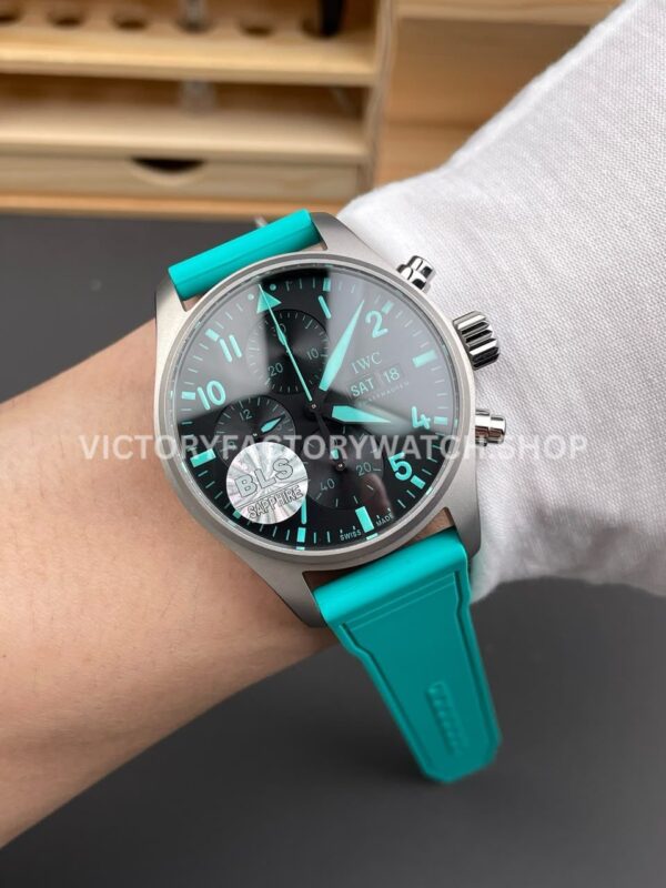 BLS Factory IWC Pilot Chronograph IW388108 41mm Titanium Rubber Strap Blue Arabic Numerals Black Dial (1) BLS Factory IWC Pilot Chronograph IW388108 41mm Titanium Rubber Strap Blue Arabic Numerals Black Dial