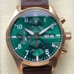 BLS Factory IWC Pilot Chronograph IW388110 41mm Leather Strap Green Dial (1) BLS Factory IWC Pilot Chronograph IW388104 41mm green dial steel replica watch